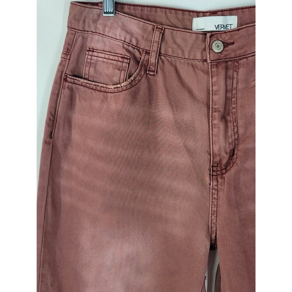 Rust VERVET Leslie 90s Vintage Flare Distressed High Rise Crop Jeans Size 29 - Picture 4 of 10